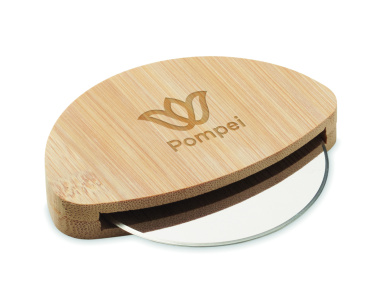 Logo trade promotional gift photo of: Round bamboo pizza cutter