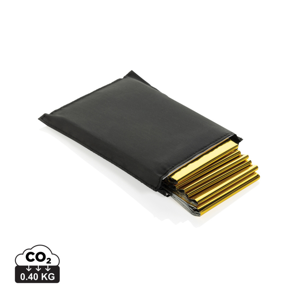 Logotrade promotional gift picture of: Solra emergency blanket in RCS recycled RPET pouch