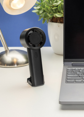 Logo trade promotional products image of: Twist RCS recycled plastic re-chargeable portable fan