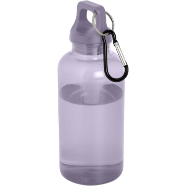 Logotrade promotional item image of: Oregon 400 ml RCS certified recycled plastic water bottle with carabiner