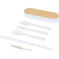 Runa cutlery set with bamboo lid, White