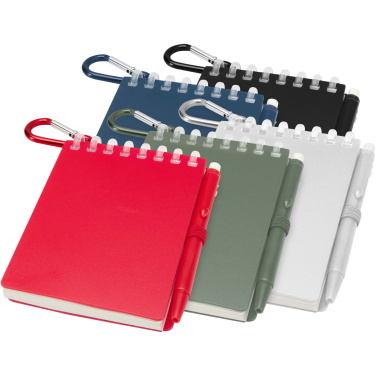 Logo trade business gifts image of: Lig Mini recycled outdoor soft cover notebook and ballpoint pen set (black ink)