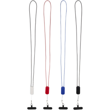 Logo trade promotional giveaways image of: Anser recycled plastic smartphone lanyard with 27W 5-in-1 built-in cable