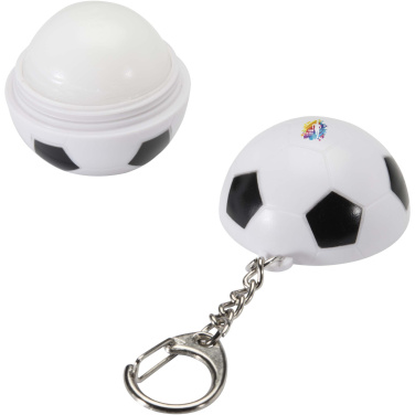 Logotrade promotional item picture of: Rami football-shaped vanilla lip balm with SPF 15 and keychain