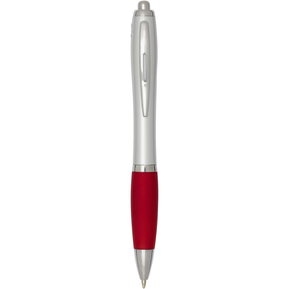 Logo trade promotional items image of: Nash RCS recycled plastic ballpoint pen with silver barrel and coloured grip (black ink)