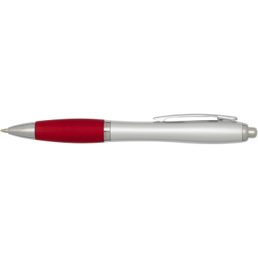 Logo trade promotional item photo of: Nash RCS recycled plastic ballpoint pen with silver barrel and coloured grip (black ink)