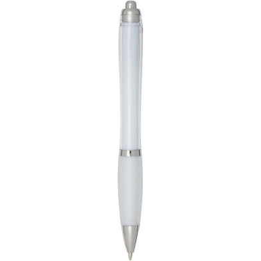 Logotrade business gift image of: Nash RCS recycled plastic ballpoint pen with coloured barrel and grip (blue ink)
