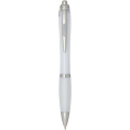 Nash RCS recycled plastic ballpoint pen with coloured barrel and grip (blue ink), Transparent