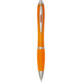 Nash RCS recycled plastic ballpoint pen with coloured barrel and grip (blue ink), Orange