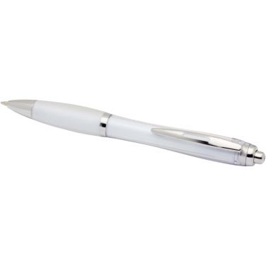 Logotrade promotional gift image of: Nash RCS recycled plastic ballpoint pen with coloured barrel and grip (black ink)