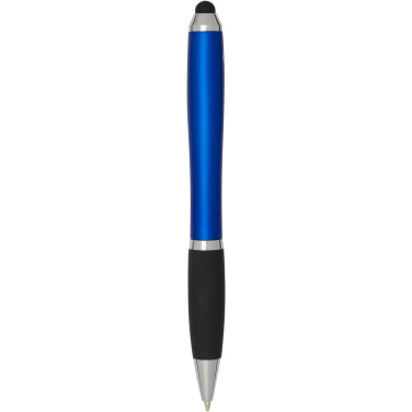 Logo trade promotional products picture of: Nash RCS recycled plastic stylus ballpoint pen with coloured barrel and black grip (blue ink)