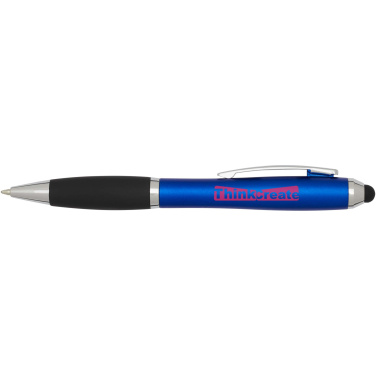 Logo trade advertising products image of: Nash RCS recycled plastic stylus ballpoint pen with coloured barrel and black grip (blue ink)