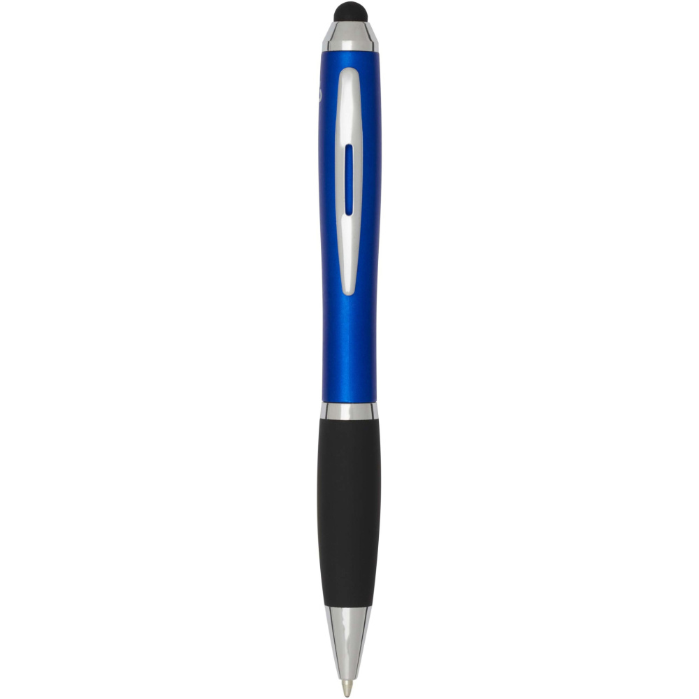 Logotrade promotional merchandise photo of: Nash RCS recycled plastic stylus ballpoint pen with coloured barrel and black grip (black ink)