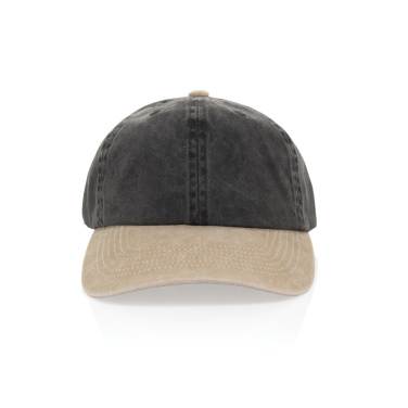 Logo trade promotional merchandise image of: BEAU AWARE™ Washed 6 panel 270gsm cotton twill two tone cap