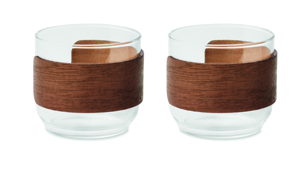 Logotrade advertising products photo of: Coffee glass set walnut grip