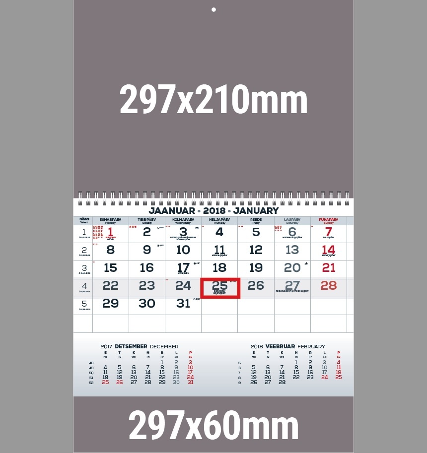 Logo trade reklaamkingituse pilt: Seinakalender Mono 297 mm