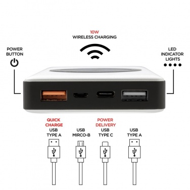 Logotrade reklaamtooted pilt: Reklaamtoode: 10.000 mAh Powerbank with PD and Wireless charger, silver