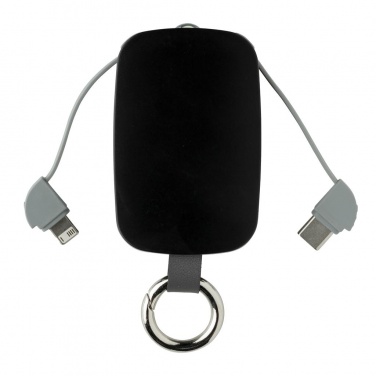 Logotrade reklaamkingituse foto: Ärikingitus: 1.200 mAh Keychain Powerbank with integrated cables, black