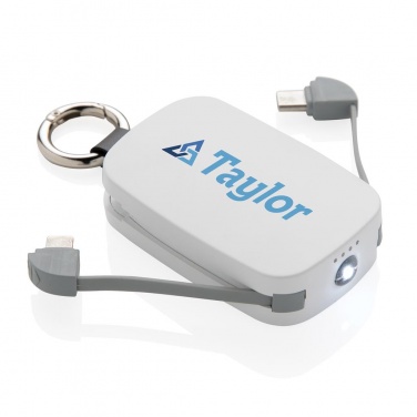 Logotrade ärikingitused pilt: Reklaamkingitus: 1.200 mAh Keychain Powerbank with integrated cables, white