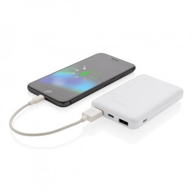 Logo trade reklaamtoote pilt: Reklaamkingitus: 5.000 mAh wireless charging pocket powerbank, white