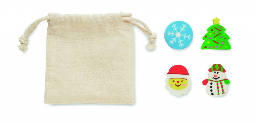 Logo trade reklaamtooted foto: Komplektis 4 jõuluteemalist kustukummi