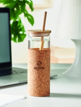 Logo trade reklaamkingituse pilt: Korgist ümbrise ja bambusest kaanega joogitops, 450 ml