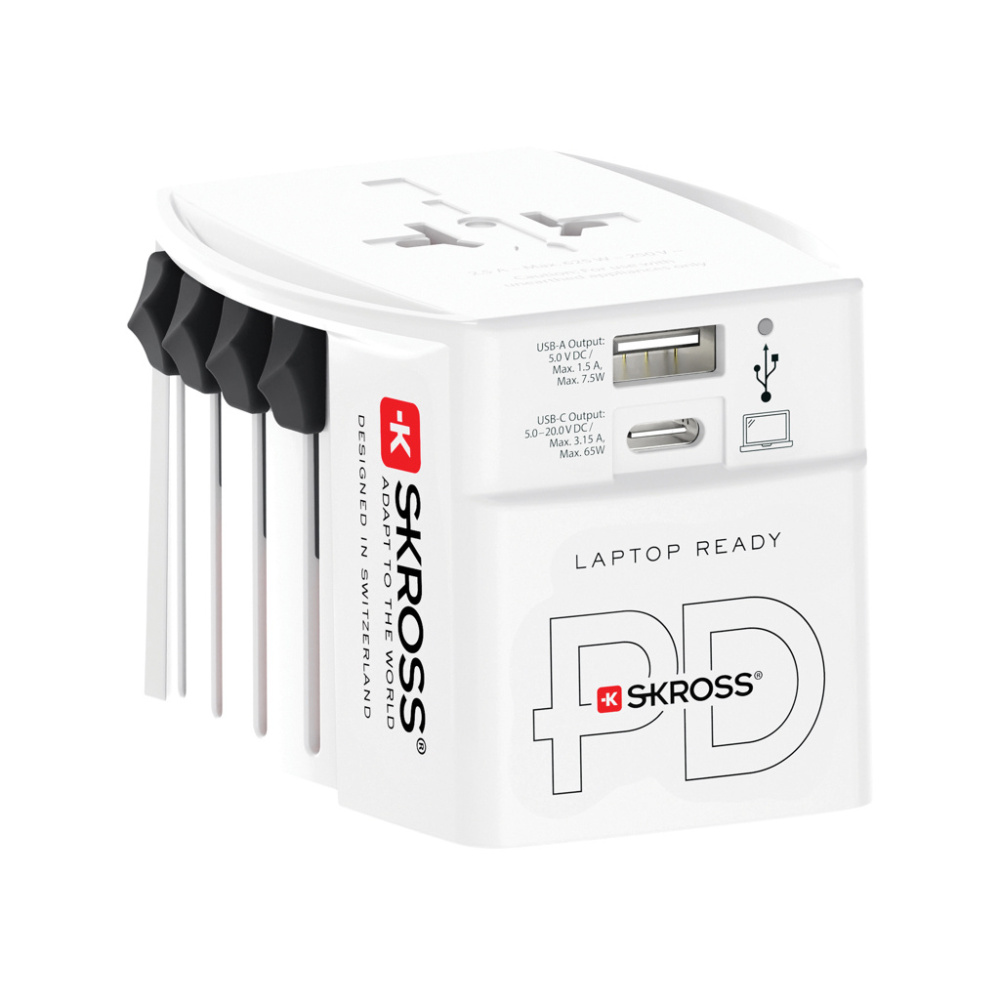 Logotrade firmakingituse foto: SKROSS World Travel Adapter MUV 65W PD USB C kaabliga