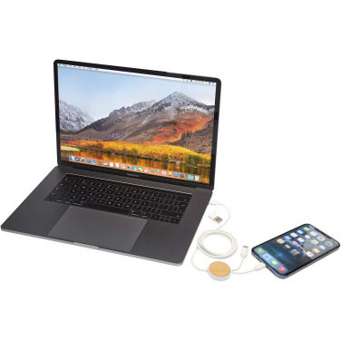 Logo trade firmakingi pilt: Chechia 5-in-1 taaskasutatud plastist 150 cm kiirlaadimiskaabel bambusdetailidega