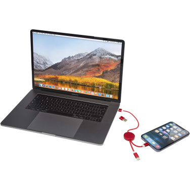 Logotrade reklaamkingitused pilt: Punane Alasia 5-in-1 taaskasutatud alumiiniumist ja plastikust kiirlaadimiskaabel