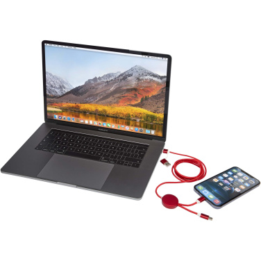 Logotrade reklaamkingi foto: Punane Alasia 5-in-1 taaskasutatud alumiiniumist ja plastikust 150 cm kiirlaadimiskaabel