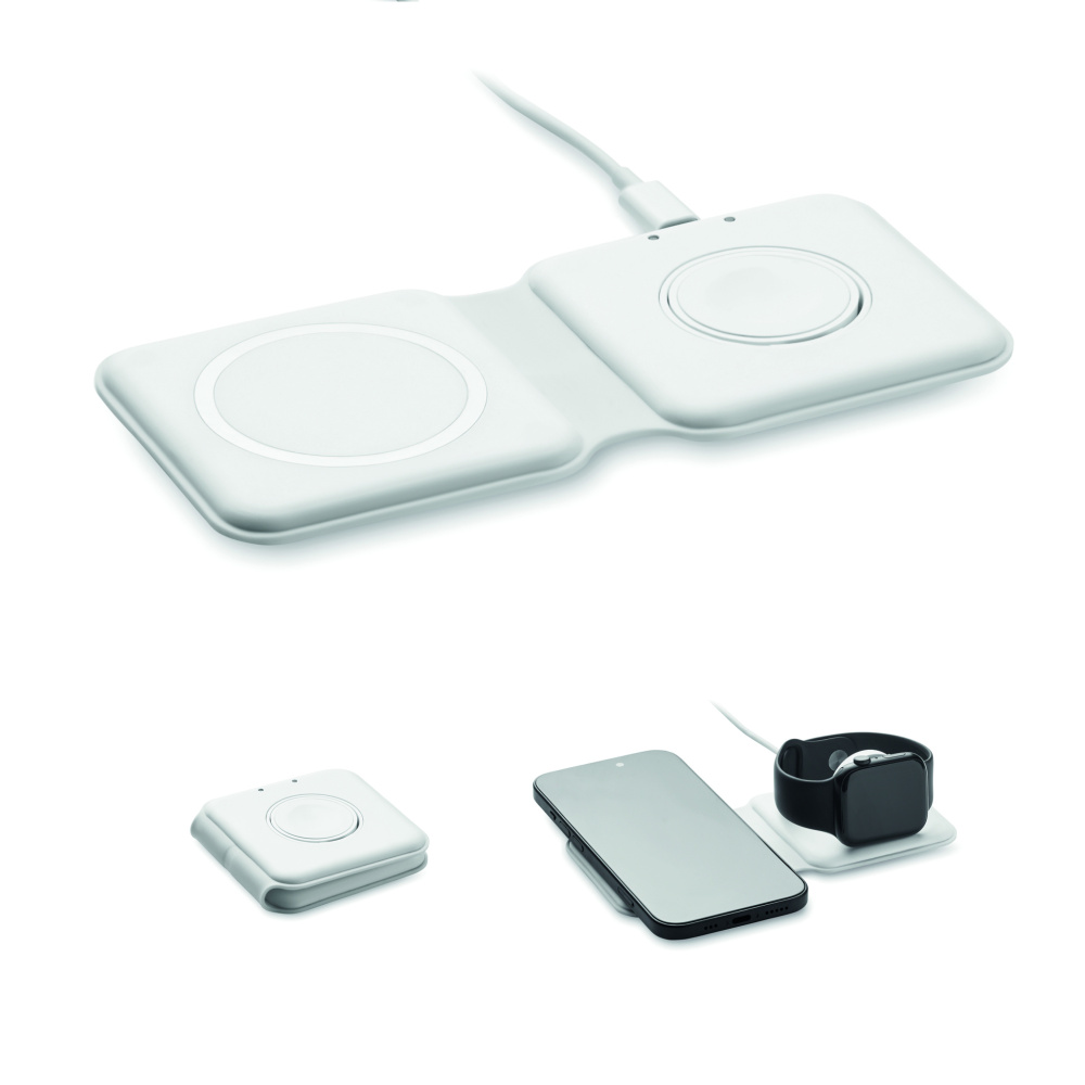 Logo trade reklaamtoote pilt: FLIP 2-ühes kokkupandav laadija 15W