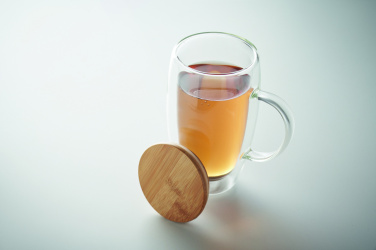 Logo trade reklaamkingituse pilt: Topeltseinaga klaasist kruus kaanega 450ml