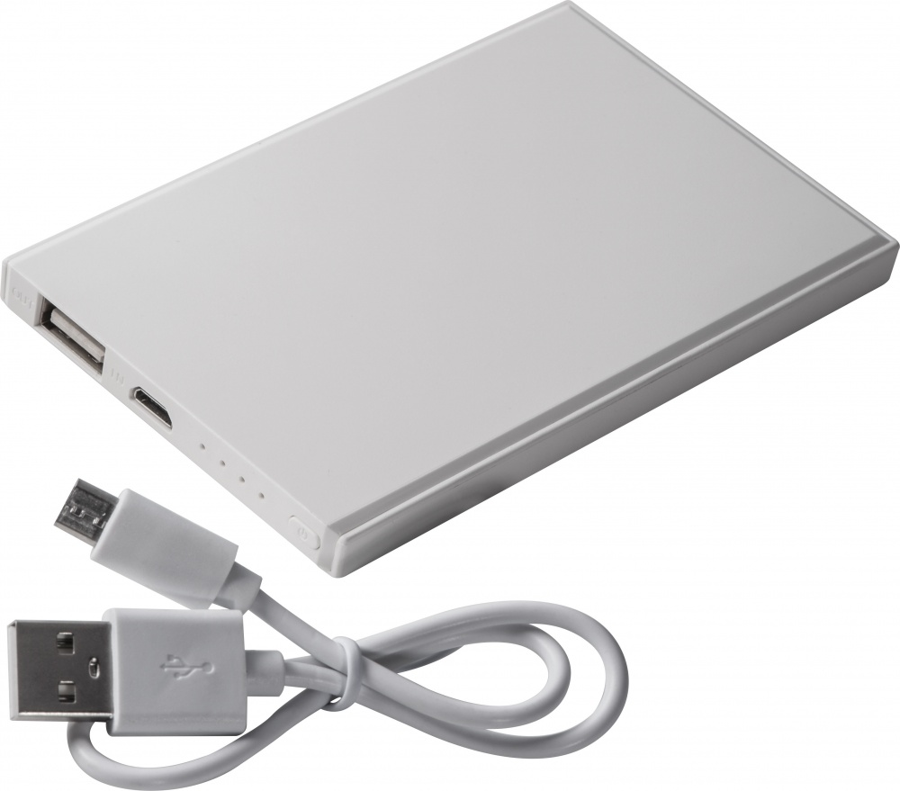 Logotrade mainoslahja tuotekuva: Powerbank 2200 mAh with USB port in a box, valge