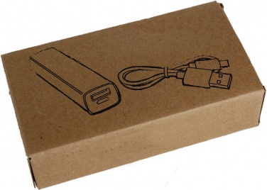 Logo trade liikelahja mainoslahja tuotekuva: Powerbank 2200 mAh with USB port in a box, must