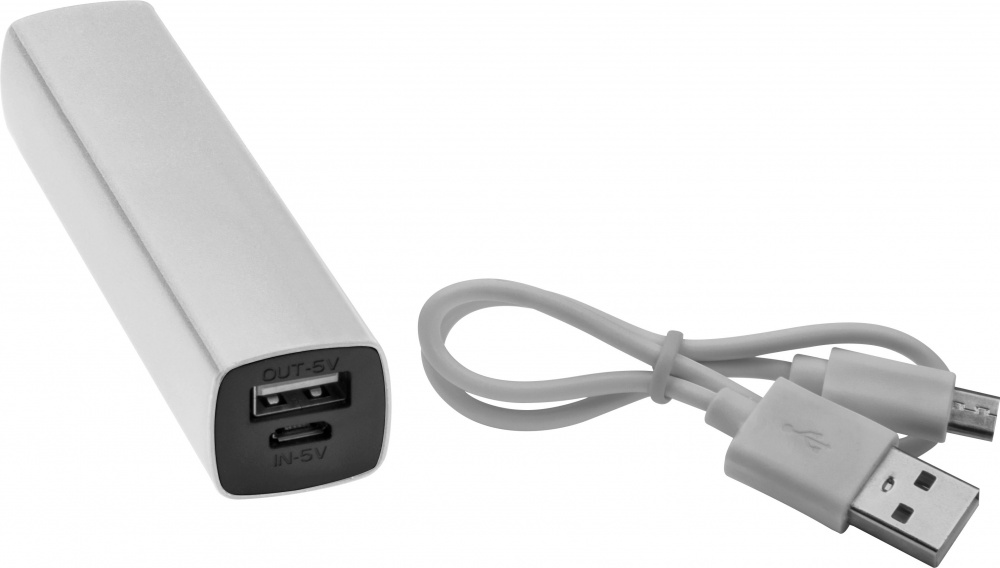 Logotrade mainoslahja ja liikelahja kuva: Powerbank 2200 mAh with USB port in a box, valge