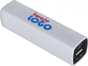 Logotrade mainoslahja tuotekuva: Powerbank 2200 mAh with USB port in a box, valge