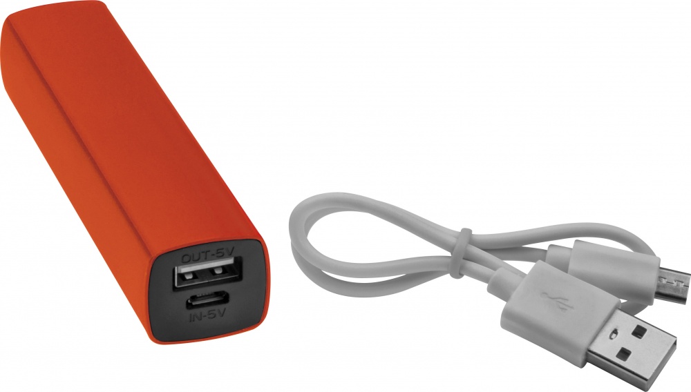 Logo trade mainoslahja ja liikelahja tuotekuva: Powerbank 2200 mAh with USB port in a box, oranž