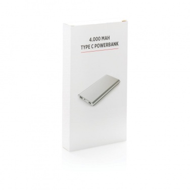 Logo trade mainostuote kuva: 4.000 mAh type C powerbank, silver