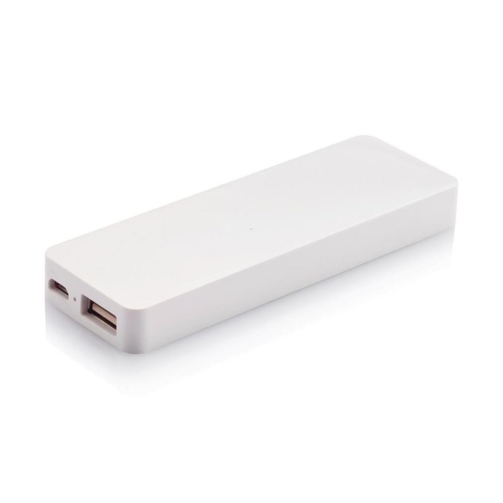 Logotrade liikelahja tuotekuva: 2.500 mAh powerbank, white