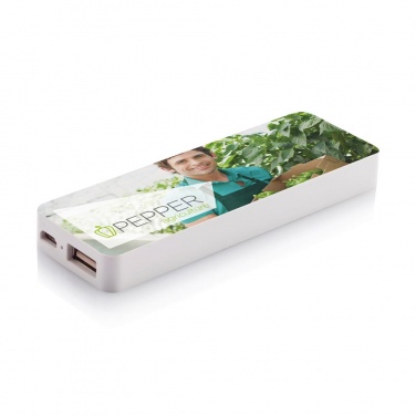 Logo trade liikelahja mainoslahja tuotekuva: 2.500 mAh powerbank, white