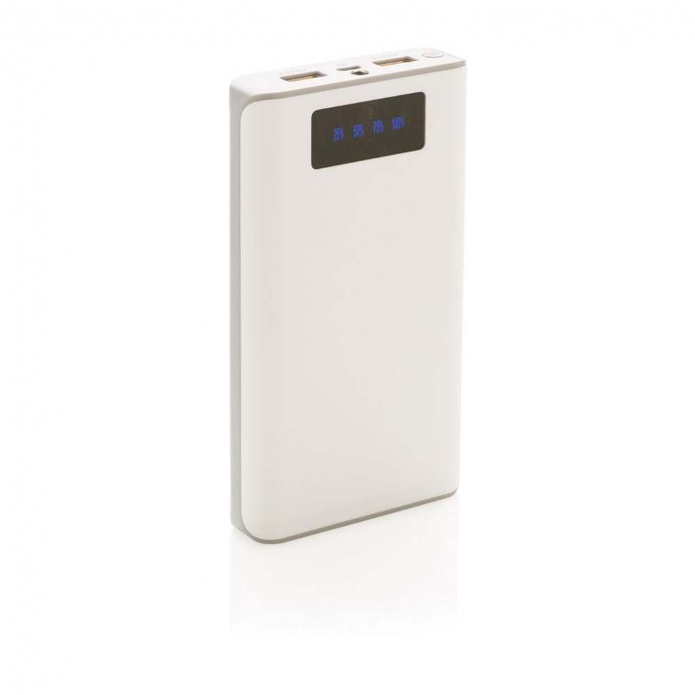 Logotrade mainostuote tuotekuva: Reklaamtoode: 10.000 mAh powerbank with display, white