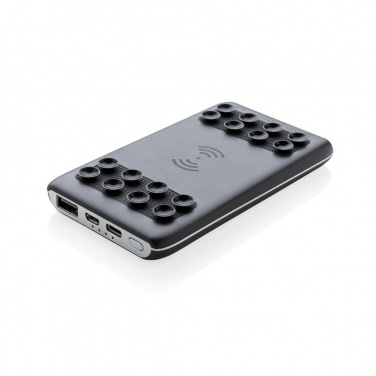 Logo trade liikelahjat mainoslahjat kuva: Meene: 4.000 mAh wireless powerbank with suction pads, black