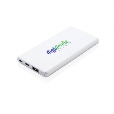 Logo trade liikelahjat mainoslahjat kuva: Firmakingitus: Ultra fast 5.000 mAh powerbank, white