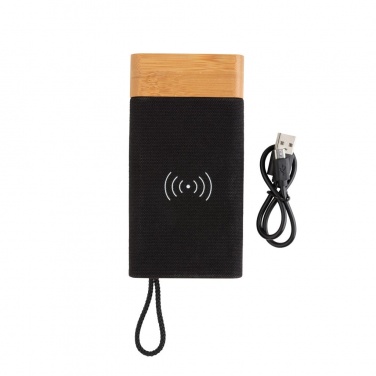 Logo trade mainoslahjat tuotekuva: Ärikingitus: Bamboo X wireless charging 5000 mah powerbank, brown