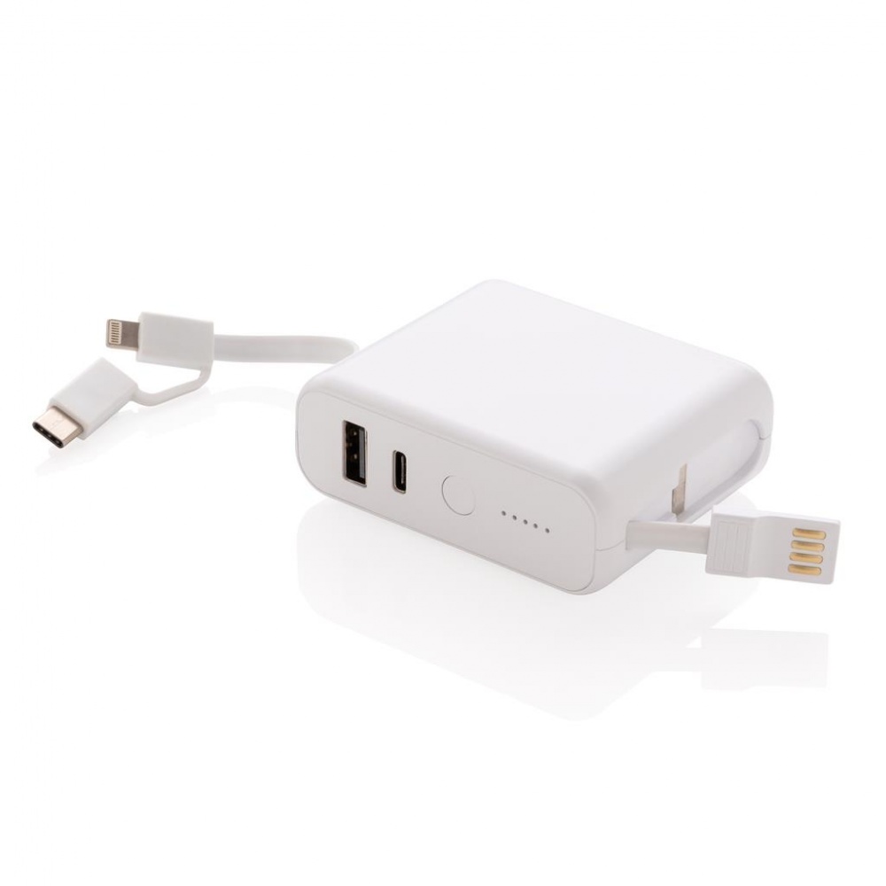 Logotrade liikelahja mainoslahja kuva: Firmakingitus: 5.000 mAh wireless charging 5W powerbank, white