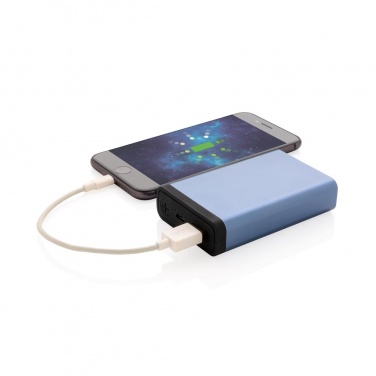 Logotrade mainostuote tuotekuva: Meene: 10.000 mAh Aluminum pocket powerbank, blue