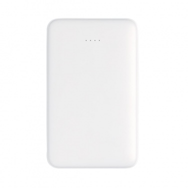 Logotrade mainoslahjat ja liikelahjat tuotekuva: Reklaamtoode: 5.000 mAh Pocket Powerbank with integrated cables, white