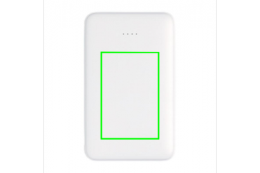 Logo trade liikelahja mainoslahja tuotekuva: Reklaamtoode: 5.000 mAh Pocket Powerbank with integrated cables, white