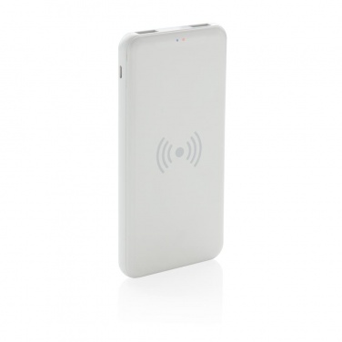 Logotrade liikelahja tuotekuva: Firmakingitus: Ultra Thin 4.000 mAh Wireless 5W Charging Powerbank, white