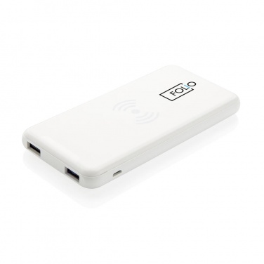 Logotrade liikelahja tuotekuva: Firmakingitus: Ultra Thin 4.000 mAh Wireless 5W Charging Powerbank, white